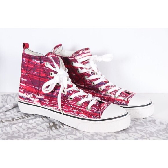 Isabel Marant H&M Women's Size US 6.5 EUR 39 Red High Top Sneakers Lace Up NWT - Picture 4 of 12